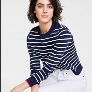 LAST CHANCE On 34th Navy Stripe Crewneck Sweater Size Small